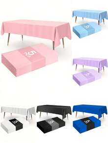 5 Packs 137x183cm Disposable Solid Color Tablecloth, Multi-Color PE Material Rectangular Tablecloth, Suitable For Weddings, Parties, Birthdays, Bridal Showers, Graduations, Baptisms, Banquets, Christmas Parties, Home Decoration And Other Occasions. - Multicolor - View 1