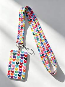 1 Set Heart-Shaped Lanyard Card Holder, Highly Attractive Anti-Loss Student Bus Card/ID Badge Protective Sleeve, Reinforced Braided Lanyard, Lightweight Portable Space-Saving, Suitable For Student Commute, Workplace Office, Daily Travel - Rectangle - View 5
