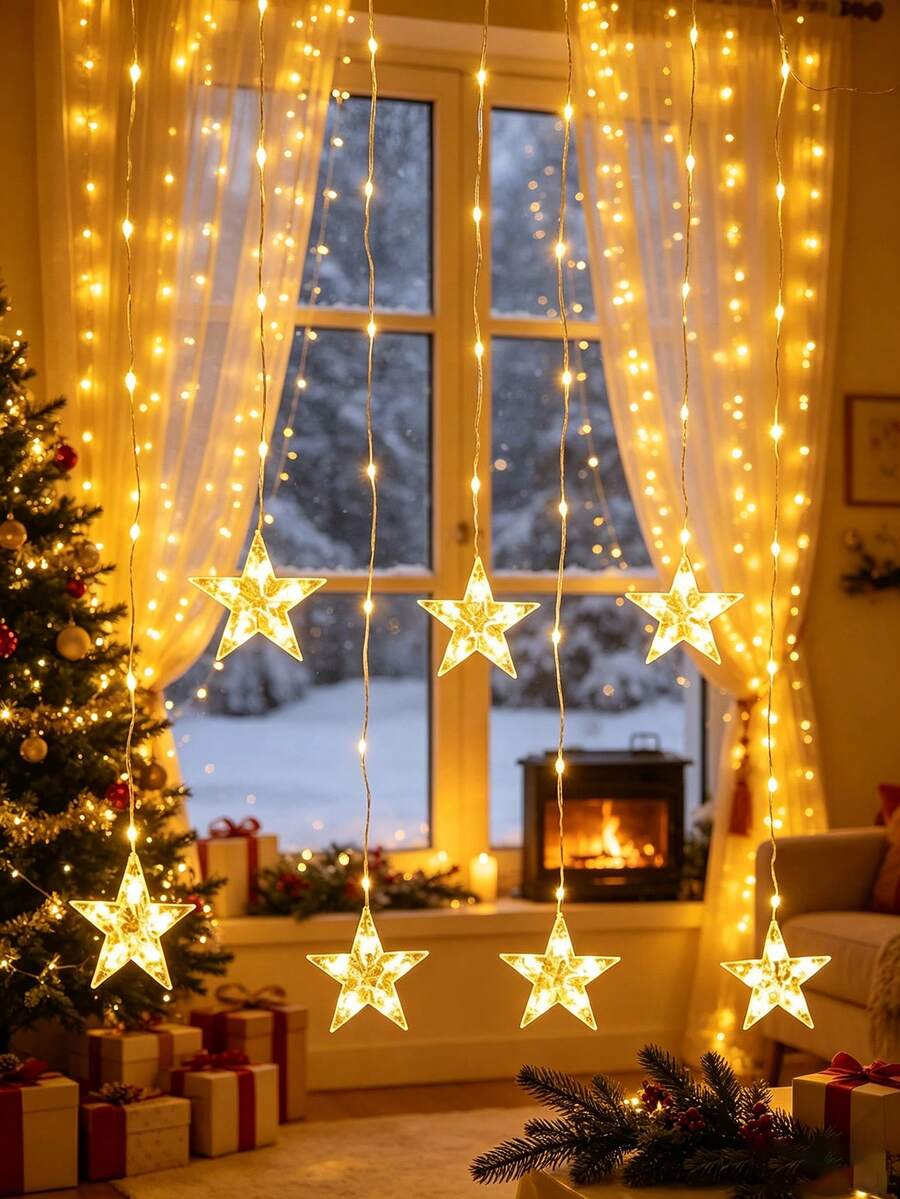 1pc Christmas Decoration 2M82LED Starry Sky Decoration Light String, Battery Powered, Indoor Wall, Window, Corridor, Outdoor Courtyard Decoration, Christmas Party, Birthday, Wedding Decoration Star Lights, Merry Christmas, Christmas Supplies