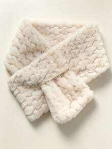 1pc Twisted Faux Rabbit Fur Scarf, Soft Fluffy Plush Cross Neck Warmer, Casual Warm Scarf, Suitable For Autumn/Winter Outdoor - Multicolor - View 10