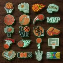 20pcs Basketball Theme Transparent Glow-In-The-Dark PVC Shoe Charms - Showcase Personalized - Ideal Gift For Basketball Fans - Multicolor - View 9