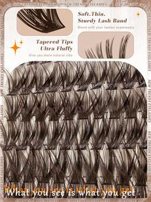 12Rows/13Rows 50D Dark Brown Cluster Lashes Faux Mink Fluffy Lash Clusters Kit, Manga Lashes Fairy Lashes Angel Lashes Wet Look Lashes, Soft Lightweight Reusable Individual Lashes, Comfortable DIY Eyelash Extensions For Beginners - D - View 5