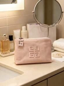 Givenchy Light Pink Makeup Bag, Embroidered 4-G Logo And G-Shaped Zipper Pull, Portable And Durable, Travel-Friendly Makeup Storage Bag, Suitable For Personal Use And Gifting, GIVENCHY-GIFT-27 - Baby Pink - View 3
