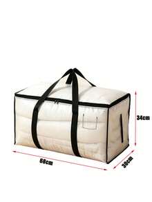 1pc Large Capacity Storage Bag, Transparent Zipper Storage Bag, Portable Waterproof & Moisture-Proof Fabric Storage Box, Bedding Storage Bag - Foldable Organic Storage Bag For Clothes, Bedding, Quilts, Toys, Pillows - Black - View 6
