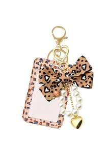 Leopard Print Bow Lanyard, Pearl Heart Keychain Card Holder, Suitable For Women's Office And School Use, Ideal Gift For Back To School Or Back To Work - Multicolor - View 18