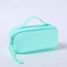 Silicone Cosmetic Bag With Handle And Wrist Strap, Portable Zipper Makeup Pouch, Multicolor Soft Silicone Travel Toiletry Organizer Bag, Reusable Washable Storage Case For Makeup Stationery Small Items - Multicolor - View 11