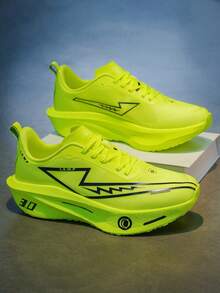 Men's Running Shoes, Lightweight Anti-Slip Breathable, Shock-Absorbing Carbon Plate, Suitable For Fitness, Outdoor And Daily Walking - Fluorescent Green - View 3