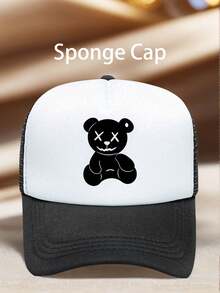 1pc Men Hats Little Black Bear Printed Adjustable Design UV Protection Perfect For Outdoor Excursions, Hiking, And Everyday Wear-A Perfect Gift. - Multicolor - View 11