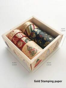 6/8rolls Creative Christmas Gift Washi Tape, Christmas Decor Stickers DIY Craft Supplies, Perfect For Journaling, Scrapbooking, Christmas Gift Wrapping - Tape - View 6
