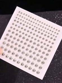 1650/825/165pcs 3-6mm Silver-Plated Acrylic Fake Nose Rings, Earrings, Stickers, Fake Eyebrows, Lip Rings, No-Piercing Body Jewelry, Face Stickers - Silver - View 8