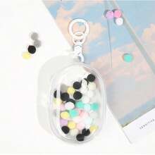 1pc Portable Character Mini Figure Transparent Display Bag (With Keychain And Colorful Ball, No Figure Included), Hanging Style Blind Box Storage Bag, Zipper Closure, Dust-Proof Collectible Box, Cute Bag Charm, Backpack Pendant, Car Key Chain - White - View 10
