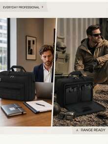 NEWHEY Men's Tactical Laptop Bag 15.6/17.3 Inch Messenger Bag, Padded Compartment Laptop Briefcase, With Multiple Pockets And MOLLE Straps, Large Capacity Laptop Bag, Durable Protective Laptop Storage Bag, Suitable For Business, Office, Commute, Travel - Multicolor - View 9