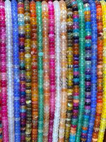 1 Strand 2X4MM Natural Stone Colorful Agates Round Rondelle Spacer Beads For Jewelry Making Diy Bracelet Necklace Ring Accessories - Multicolor - View 7