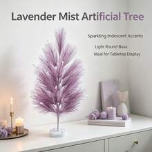 Lavender Mist Artificial Desktop Christmas Tree, 45/50cm Small Purple Parmesan Style Artificial Tree With Circular Base, Mini Decorative Tree Suitable For Desktop, Festival, Home, Party Display - Multicolor - View 4