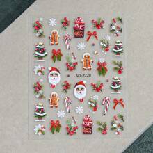 Christmas Self‑Adhesive Nail Stickers, Xmas Tree Santa Snowman Elk Candy Cane Bow Snowflake Pattern Nail Decals, Festive Winter Nail Art Decor For Salon & Home DIY Manicure - Multicolor - View 6