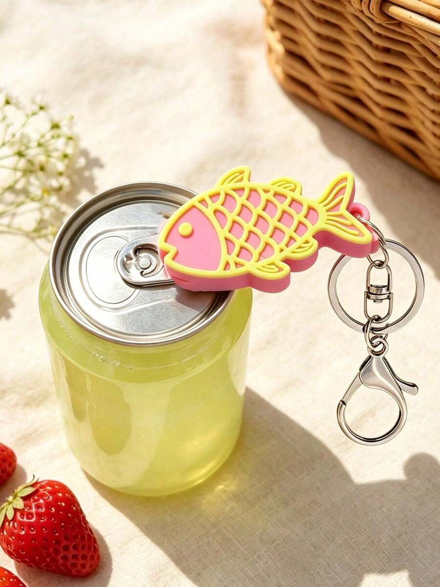 Cute Creative Fish-Shaped Minimalist Can Opener With Keychain, Can Opener, Lid Opener, Multi-Function Keychain And Bottle Opener - View 1