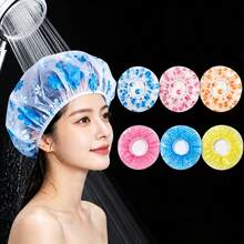 6pcs/14pcs Polka Dot Pattern Shower Caps, Plastic Reusable Elastic Shower Caps, 1pc Per Color/Random Color Assortment, Suitable For Women Spa Salon, Bathroom Cleaning Supplies - Multicolor - View 4