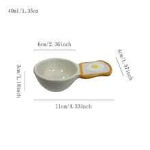 Asymmetrical Ceramic Bowl, Bread Design Dipping Sauce Dish, Creative Seasoning Container With Spoon Back To School,School Supplies - Multicolor - View 28