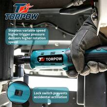 Kunci Ratchet Sudut Kanan Tanpa Kabel TORPOW 3/8" Drive 135N.M Torsi Tinggi 350RPM Baterai Lithium Kunci Listrik untuk Perbaikan Mobil di Ruang Sempit - Biru - View 3