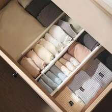 5PCS (1 Divider + 4 Adhesive Pads) Adjustable Drawer Divider Set, With Plastic Divider, Suitable For Kitchen Utensils/Socks/Underwear/Desk Drawer Storage, Adjustable Drawer Divider, Heavy Duty Plastic Expandable Folding Storage Box, Drawer Space Partition, Adjustable Drawer Divider, Suitable For Deep/Shallow Drawers, Underwear, Socks Storage, Drill-Free Adjustable Drawer Storage, Expandable Storage Divider - Universal Drawer - View 3