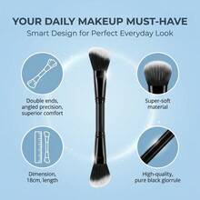 Dual-Ended Makeup Brush, Blush Brush, Powder Brush, Contour Brush, Concealer Brush, Multi-Purpose All-In-One Makeup Brush, Exquisite Makeup Application - Black - View 8