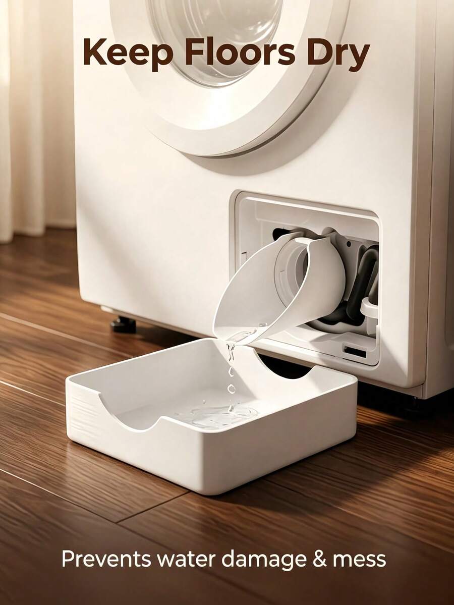 Bộ 2 khay hứng nước máy giặt đa năng kèm tấm dẫn hướng, khay thoát nước chống tràn cho máy giặt cửa trước, hộp thu nước chống rò rỉ, phù hợp cho phòng tắm và phòng giặt, phụ kiện phòng tắm và đồ dùng vệ sinh, quà tân gia