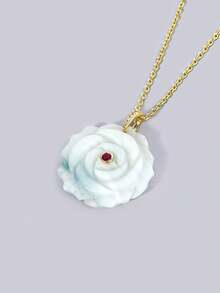 1pc Crystal Carved Rose Flower Necklace Pendant Natural Stone Amethyst Quartz Agate Handmade Jewelry Charm For Women H960 - Necklace - View 11