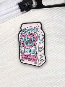 1 Pc Self‑Esteem Raising Flour Enamel Pin, Funny Flour Bag Design Brooch, Inspirational Statement Badge For Backpack Jacket Decor - Multicolor - View 4