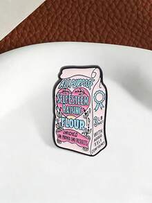 1 Pc Self‑Esteem Raising Flour Enamel Pin, Funny Flour Bag Design Brooch, Inspirational Statement Badge For Backpack Jacket Decor - Multicolor - View 7