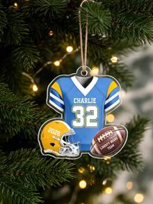 1pc Personalized Text Football Player Christmas Ornament, Football Player Gift, Football Fan Gift, Football Gift, Team Christmas Gifts - Multicolor - View 2