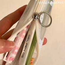 1pc Miffy Theme Transparent Frosted Pencil Case, Minimalist All-Over Rabbit Head Pattern Design, Semi-Transparent Frosted Material With Refreshing Texture, Smooth Zipper Closure Without Jamming, Long Large Capacity Can Store Multiple Pens, Erasers, Rulers And Other Stationery, Also Can Be Used As A Small Makeup Storage Bag, Portable And Lightweight Without Taking Up Space, Ideal Birthday Gift, Suitable As Birthday Surprise Gift, Birthday Party Favor, Gift Exchange With Friends, Fresh And Healing Style Storage Bag, Perfect For Daily Study And Office Storage Or As A Birthday Gift For Friends. - Multicolor - View 6