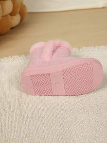 1 Pasang Sepatu Bot Salju Musim Dingin Tebal Anak-Anak dengan Hiasan Pita, Sepatu Bot Anak-Anak Minimalis Modis untuk Pelajar - Berwarna merah muda - View 6