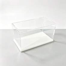 White Base Detachable Transparent Display Box, Display Cabinet, Storage Box, High Transparency, Suitable For Toy Cars, Figurines, Crafts, Collectibles, Decorative Items Storage, Different Sizes Available - White Background - View 5