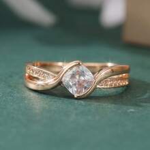 1pc Fashionable Luxury White Ring, Women's Engagement Ring - Gold - View 2
