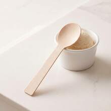 100pcs/Set Mini Disposable Wooden Ice Cream Spoons, Western Wedding Party Dessert Spoons, Kitchen Tools, School Supplies, Christmas Gift - Apricot - View 1