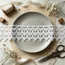 Retro Embroidered Lace Ribbon Tassel Lace Trim, 3.35 Inches Wide. Lace Decorative Technique. Suitable For DIY Embroidered Bed Skirts, Wedding Party Decorations, Jumpsuits, And Craft Decorations | Embossed Design | Decorative Item - Multicolor - View 5