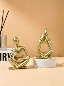1pc Abstract Human Reading Statue Resin Sculpture, Suitable For Office Decor, Graduation Decor, Bedroom Decor, Birthday Gift, Room Decor, Teacher Gift, Mother's Day Gift - Left-right Thinking - View 9