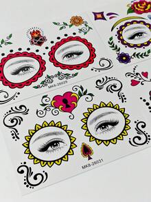 6pcs Colorful Butterfly Snowflake Temporary Face Tattoo Stickers, Fairy Ice Princess Face Decoration Tattoos, Waterproof Face & Body Stickers, Suitable For Halloween, EDM Party, Cosplay, Music Festival Makeup - Multicolor - View 5