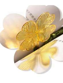 1pc Metal Leaf Bookmark, Creative Ginkgo Leaf Maple Leaf Four-Leaf Clover Artistic Vintage Style Book, Retro Bookmark, Translucent Leaf Plant Bookmark, Page Clip Gift Bookmark - Multicolor - View 3