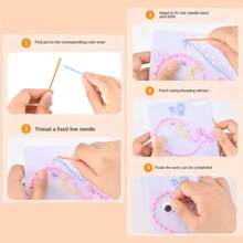 6Pcs Non-Woven Fabric Sewing Boards DIY Embroidery Kit For Children Kids Cartoon Animal Fruit Traffic DIY Material Sewing Craft - A - View 5