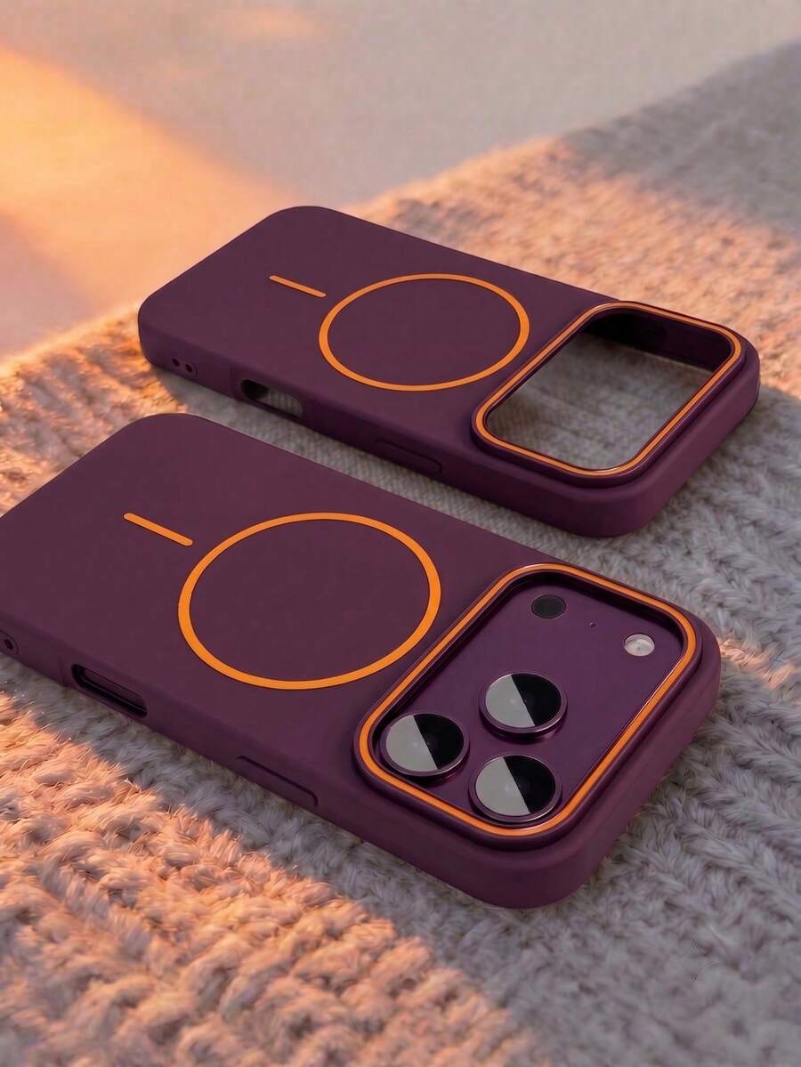 1件極簡霧面親膚感無線充電磁吸酒紅色手機殼,適用於 iPhone 18 Pro Max 17 AIR 16 15 14 13 12 Pro Max Plus,軟矽膠背蓋 - 梅子色 - 查看 1