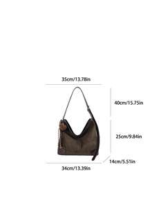 Women Vintage Faux Suede Hobo Bag, Slouchy Large Shoulder Tote, Brown ...