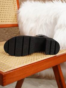 Women's Thick Sole Chunky Heel Square Buckle Ankle Boots With Side Zipper, Black - Black - View 7