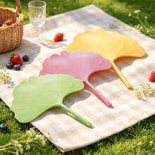 1/3pcs Cooling Fans, Durable Highly Attractive Summer Essential, Student Artistic Style Round Fan, Ginkgo Leaf Fan - Multicolor - View 3