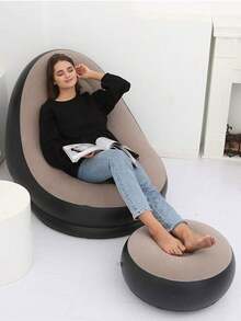 Inflatable Sofa And Ottoman, Folding Portable Lazy Sofa Chair With Footrest, Inflatable Sofa Chair For Living Room, Bedroom, Outdoor, Balcony, And Camping, Best Gift For Family: The Most Comfortable Sofa - New Model - View 9
