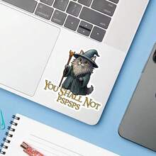 1PC Funny Wizard Cat Decal Sticker, Fantasy Movie Quote Vinyl Sticker For Kindle Laptop, Waterproof Laptop Sticker For Water Bottle Journal Travel Case, Cute Gift For Daughter Sister BFF Girls Tech Teens - Multicolor - View 4