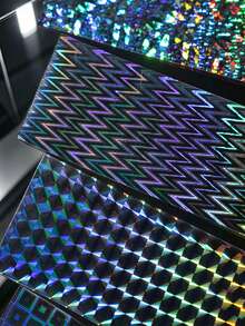 10Pcs Autumn Holographic Laser Nail Transfer Foil Set,Rainbow Iridescent Geometric Checker Wave Circle Pattern Nail Art Stickers,Shiny Starry Sky Sliders,DIY Manicure Decals For Party Holiday Nail Gel Decoration - Multicolor - View 3