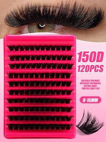 120/140/160/200pcs D Curl DIY Cluster False Eyelashes, Ultra Dense Long Cluster Lashes, Curled Single Lash, Thin Long Lashes, Manga Style Lashes, Suitable For Home Beginners, Thickened Brown False Eyelashes - D - View 15