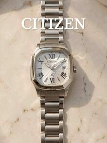 CITIZEN Ladies -Drive Controlled Watch Polished Square Tonneau Steel Bracelet Cream Sunburst Dial Roman Numerals Elegant Dress Watch - Silver - View 3