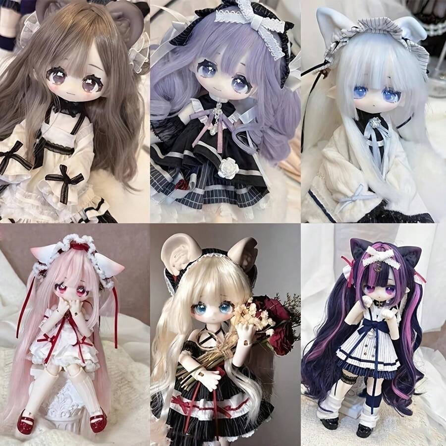 Fluffy Goodnight Random Hair Transplant BJD Action Figure Ornament 1pc